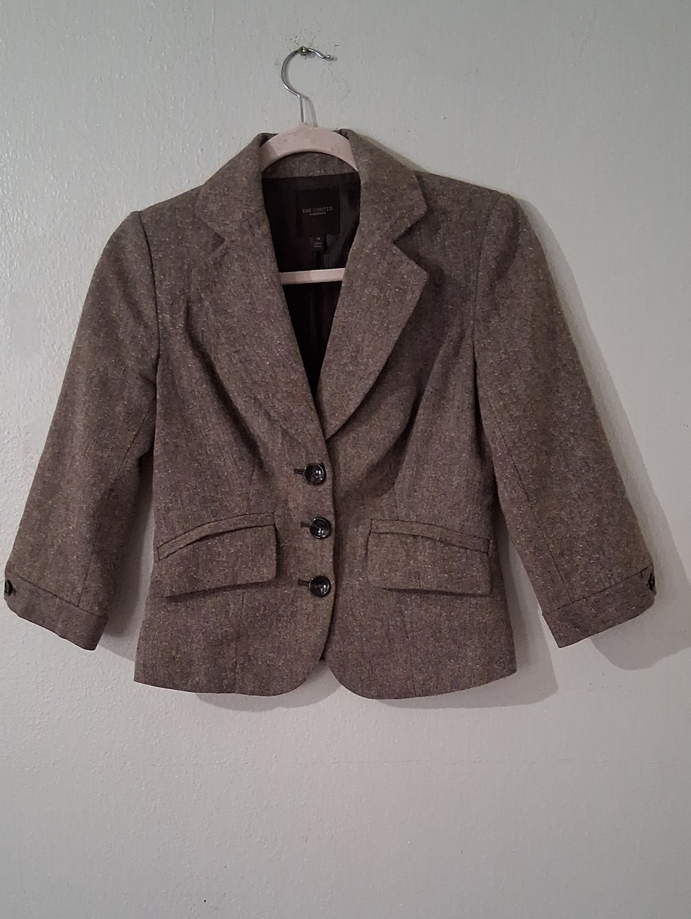 Brown Blazer Wool Mix Mid Sleeve